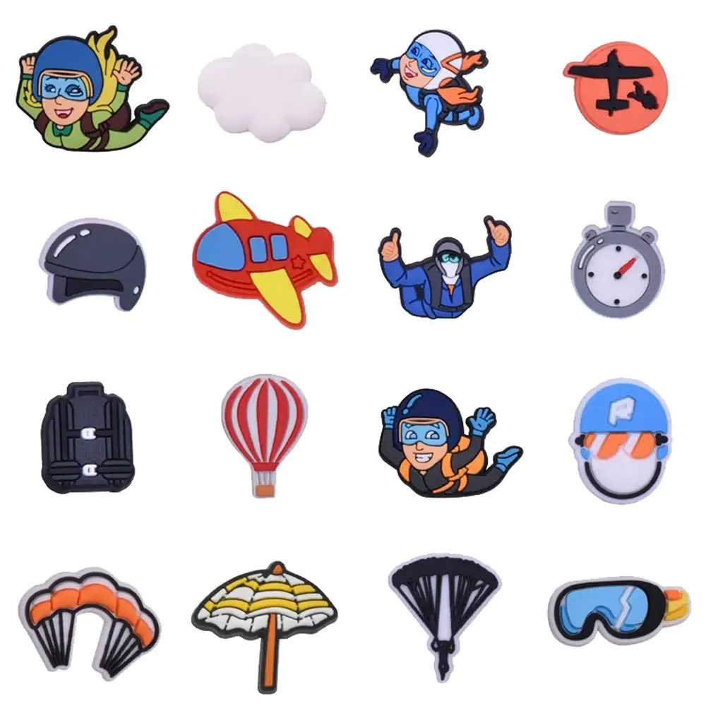 Wholesale 1pcs PVC Shoe Accessories for Crocs Charms Parachuting Women Sandals Buckle Kids Pins Decoration Jeans Boy X-mas Gift
Wholesale 1pcs PVC Shoe Accessories for Crocs Charms Parachuting Women Sandals Buckle Kids Pins Decoration Jeans Boy X-mas Gift
