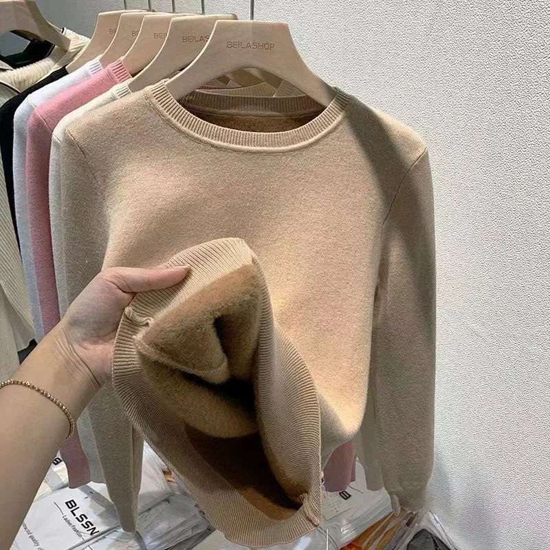Plus Velvet Thicken Sweaters Winter O-neck Slim Warm Long Sleeve Knitted Tops Casual Plush Fleece Lined Soft Women's Pullover
Plus Velvet Thicken Sweaters Winter O-neck Slim Warm Long Sleeve Knitted Tops Casual Plush Fleece Lined Soft Women's Pullover
