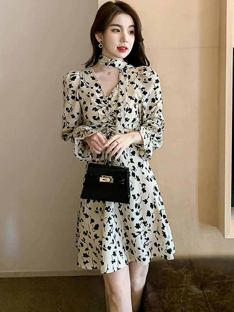 2023 White Floral Chiffon Long Sleeve Mini Dress Spring Fashion Chic Pleated V-Neck Dress Women Korean Vintage Luxury Prom Dress
2023 White Floral Chiffon Long Sleeve Mini Dress Spring Fashion Chic Pleated V-Neck Dress Women Korean Vintage Luxury Prom Dress