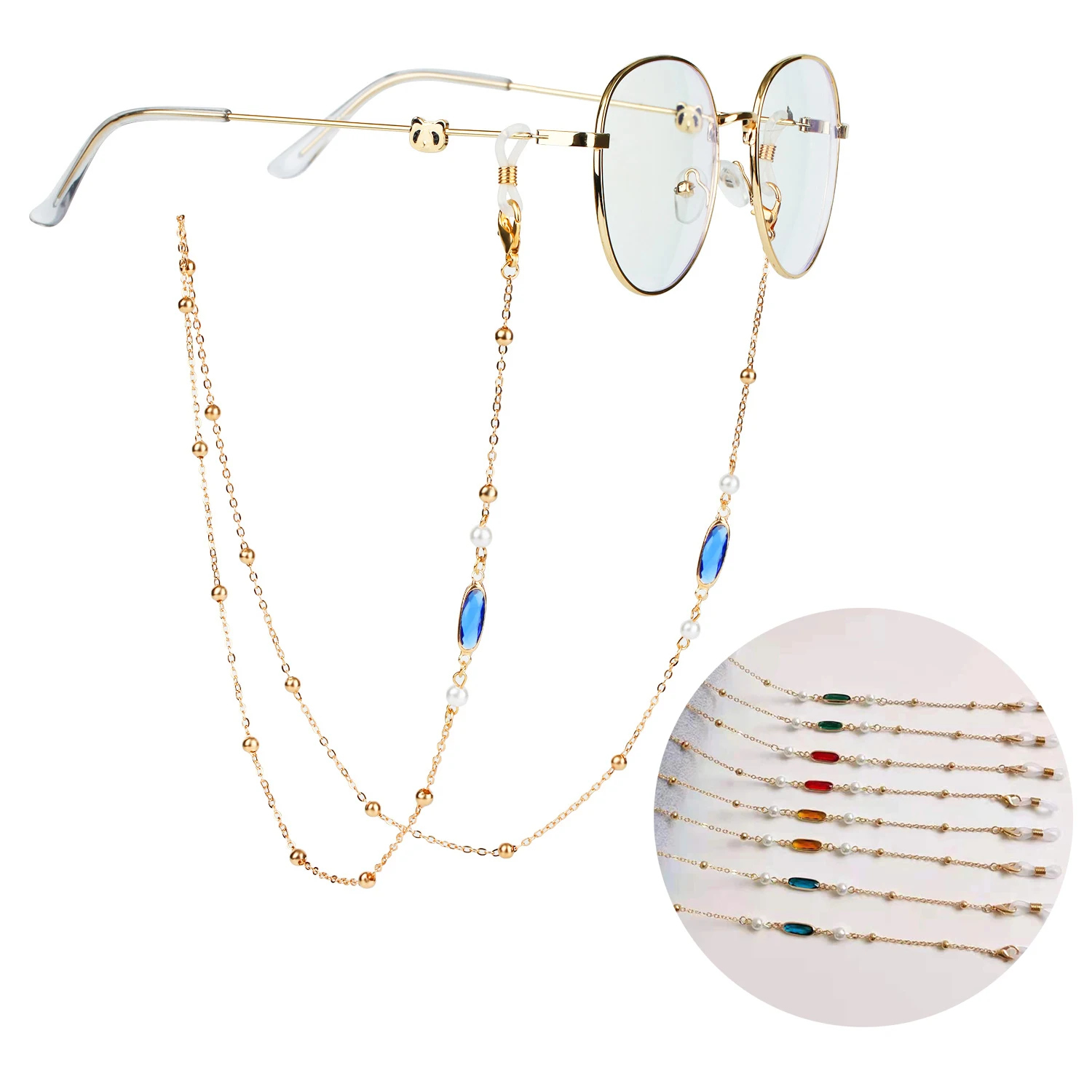 Fashion Acrylic Crystal Sunglasses Chains Round Beaded Eyeglass Chain Face-Mask Holder Glasses Chain Mask Lanyard Women Jewelry
Fashion Acrylic Crystal Sunglasses Chains Round Beaded Eyeglass Chain Face-Mask Holder Glasses Chain Mask Lanyard Women Jewelry