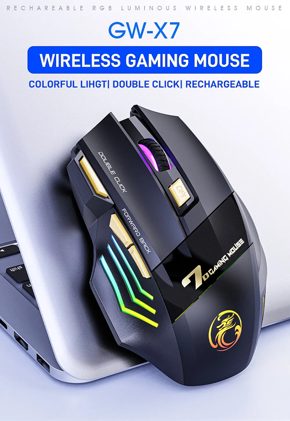 RGB Lights Bluetooth Opto-Mechanical Wireless Mouse PC Gaming Noiseless Rechargeable For iPad Laptop Macbook Tablet Computer
RGB Lights Bluetooth Opto-Mechanical Wireless Mouse PC Gaming Noiseless Rechargeable For iPad Laptop Macbook Tablet Computer