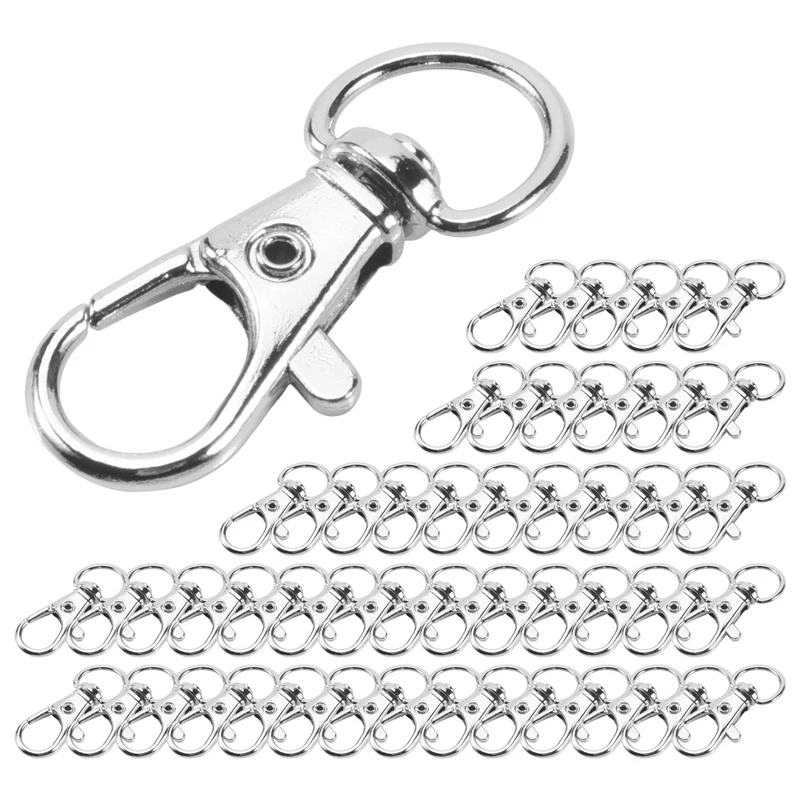 

50 Pcs Swivel Clasps Lanyard Snap Hook,Metal Swivel Lanyard Snap Hook Lobster Claw Clasp