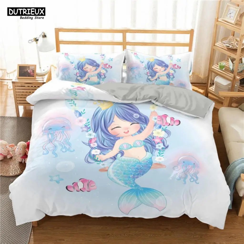 Cartoon Blue Mermaid Duvet Cover Beautiful Girl With Unicorn Bed Cover Single Double Queen King Twin Size Bedding Set For Kids
Cartoon Blue Mermaid Duvet Cover Beautiful Girl With Unicorn Bed Cover Single Double Queen King Twin Size Bedding Set For Kids