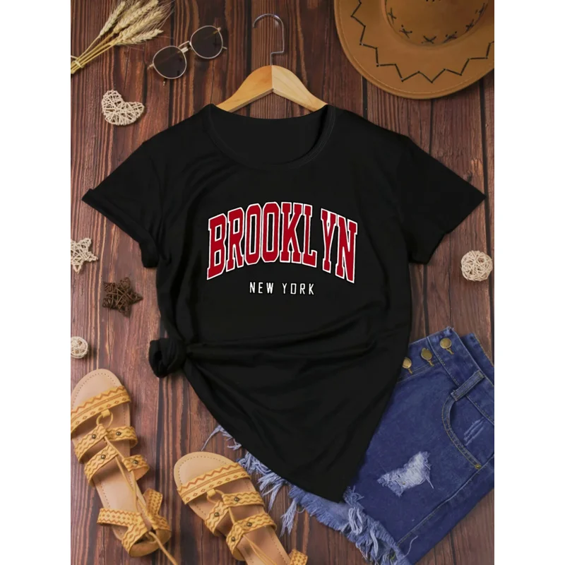 Brooklyn New York Letter Graphic Fashion Loose Sports T-shirt, Crew Neck Short Sleeves Tops, Women's Activewear
Brooklyn New York Letter Graphic Fashion Loose Sports T-shirt, Crew Neck Short Sleeves Tops, Women's Activewear