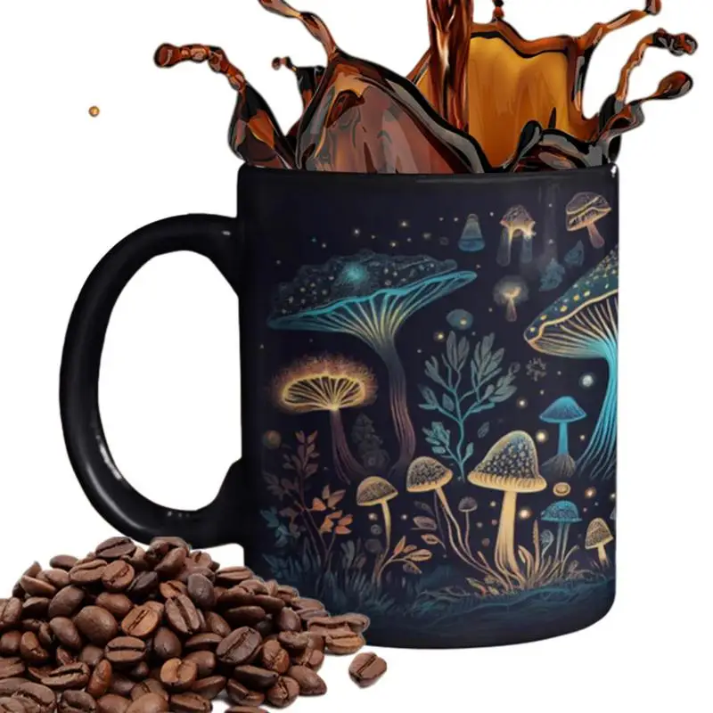 

Mushroom Tea Cup 12 oz Color Changing Mushroom Pattern Tea Mug Hot Chocolate Mugs Novelty Gifts Milk Cup for Mushroom Lovers