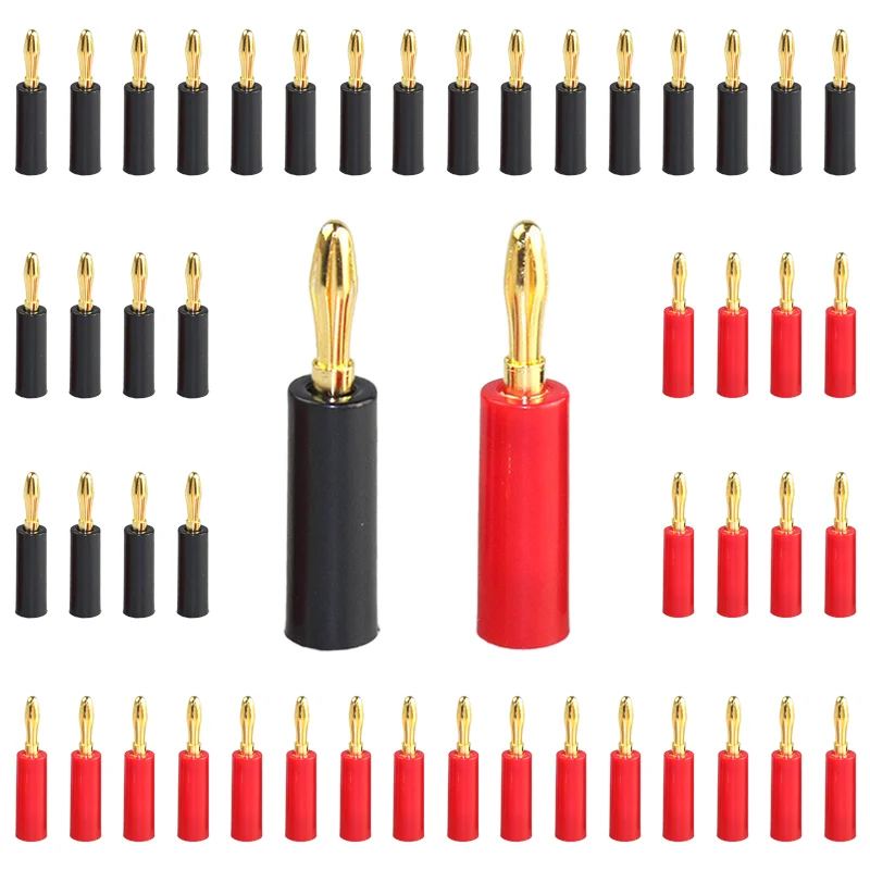 

10/40/200PCS 4mm Gold Plated Speaker Banana Connector Horn Speakers Banana Plug for Audio Video Speaker Cable Adapter