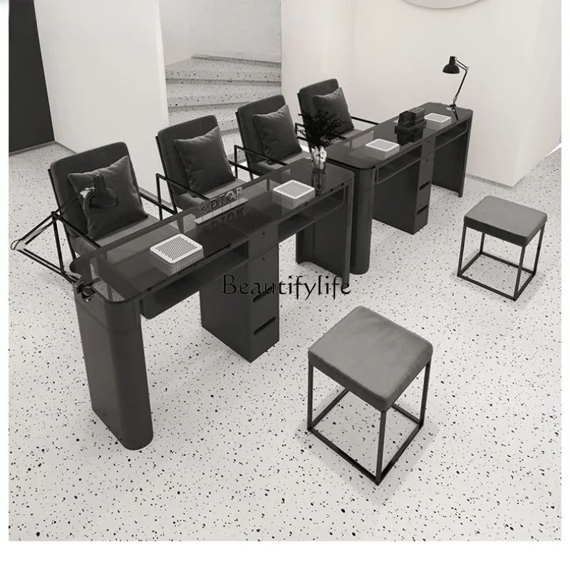 Tempered Glass Nail Table with Vacuum Cleaner Simple and Light Luxury Nail Shop Black Manicure Table
Tempered Glass Nail Table with Vacuum Cleaner Simple and Light Luxury Nail Shop Black Manicure Table