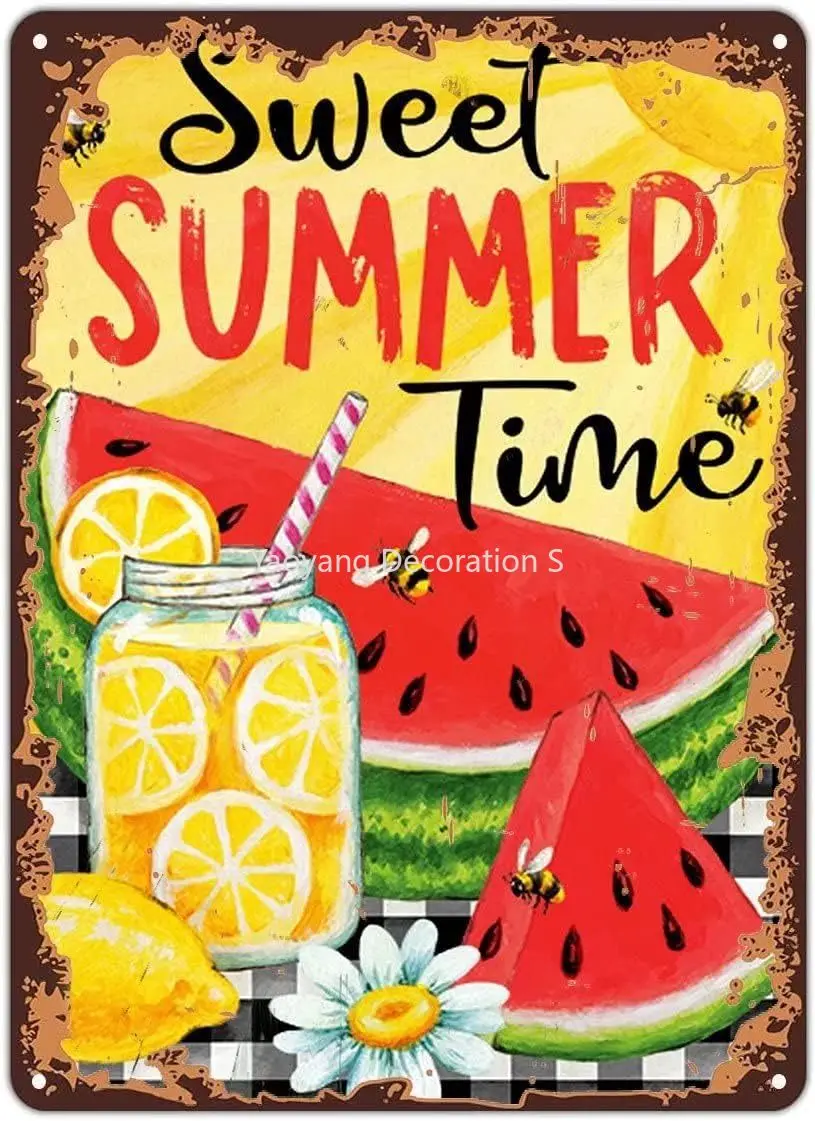 Vintage Wall Poster Retro Sweet Summertime Watermelon Lemonade Metal Sign Wall Decor for Home Cafes Office Store Pubs Club Gift
Vintage Wall Poster Retro Sweet Summertime Watermelon Lemonade Metal Sign Wall Decor for Home Cafes Office Store Pubs Club Gift