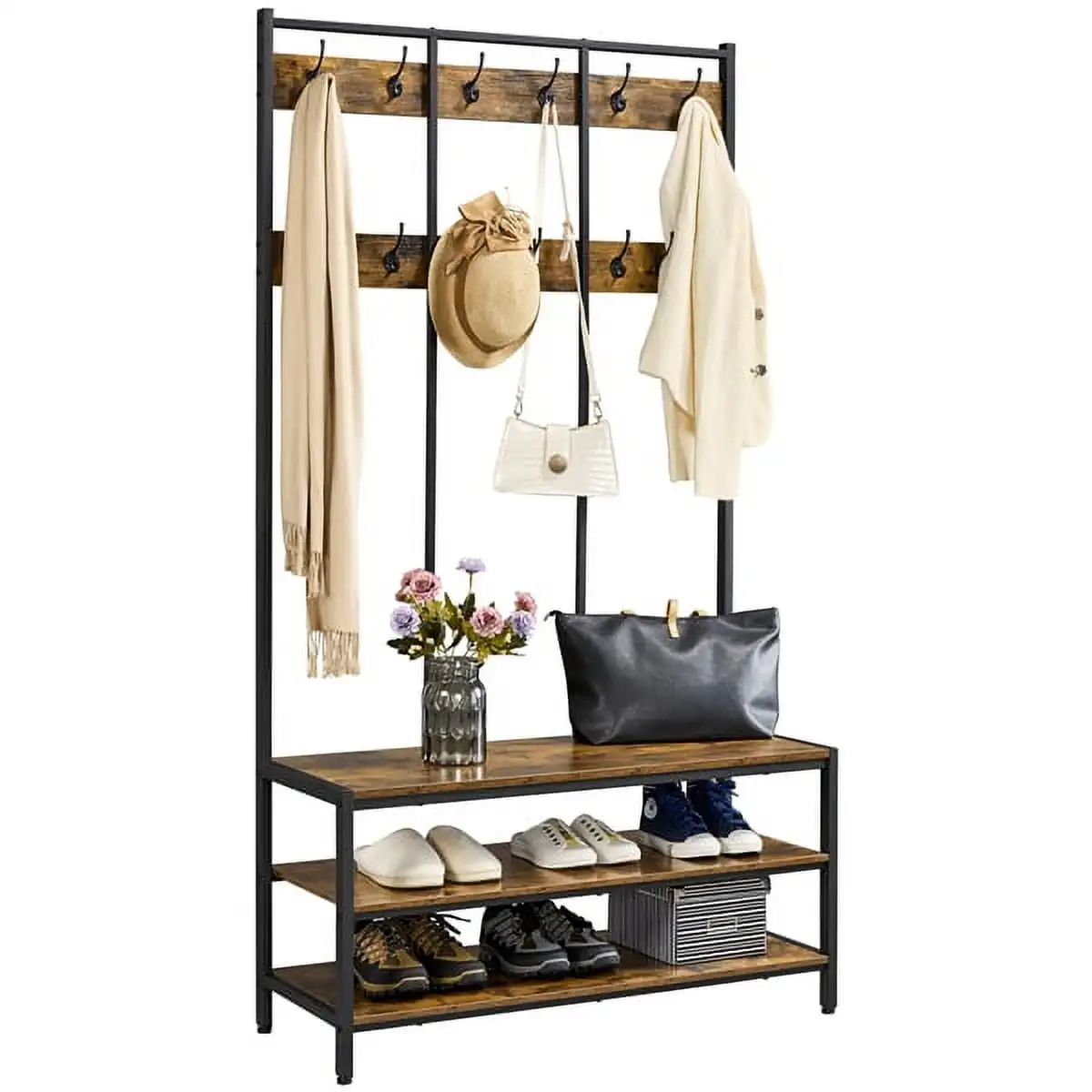 Easyfashion High Load-bearing Strong Stable and Durable Industrial Hall Tree with 2 Storage Shelves Rustic Brown
Easyfashion High Load-bearing Strong Stable and Durable Industrial Hall Tree with 2 Storage Shelves Rustic Brown