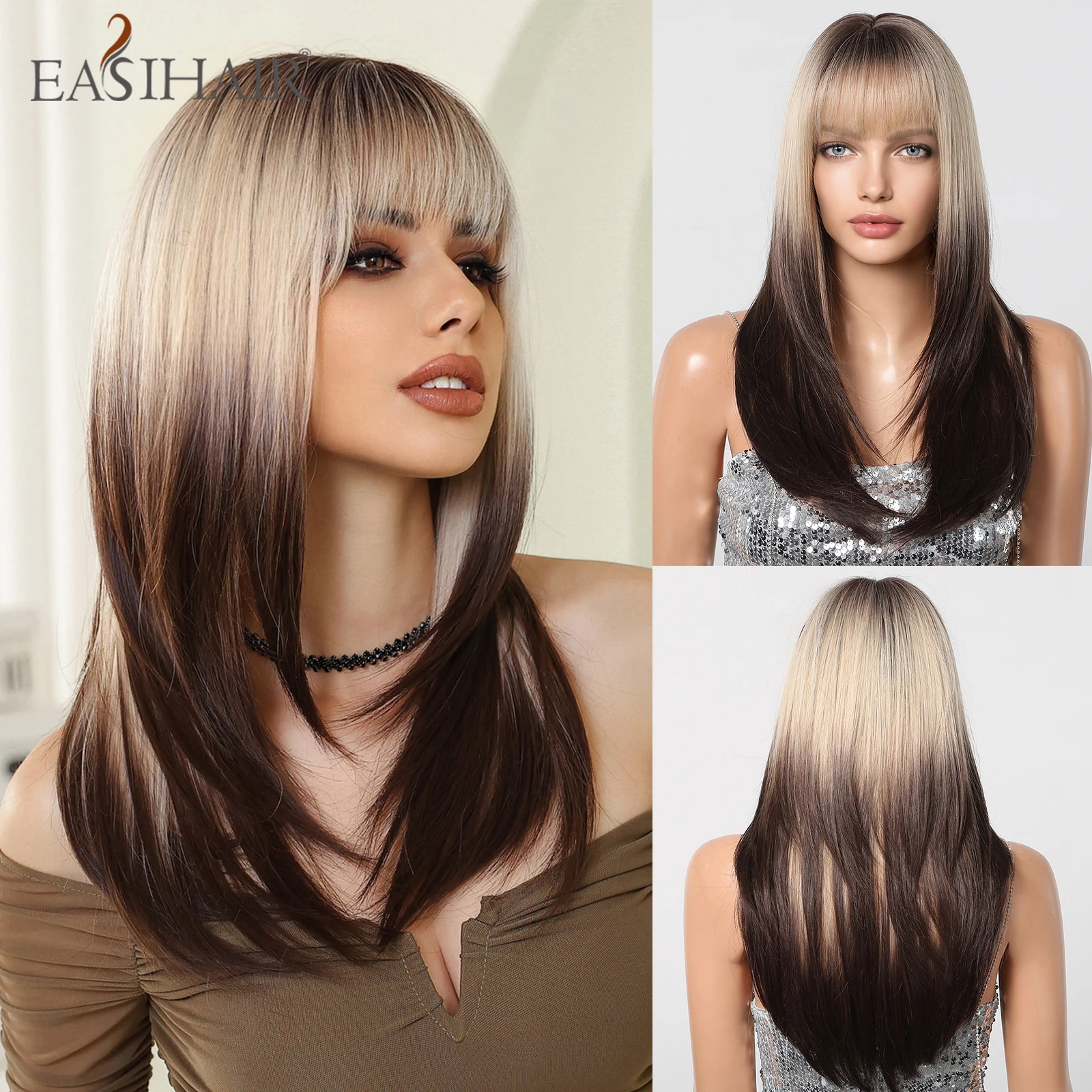 EASIHAIR Blonde Chocolate Brown Ombre Wigs Long Straight Wig Synthetic Layered Wig with Bangs Heat Resistant Daily Natural Hair
EASIHAIR Blonde Chocolate Brown Ombre Wigs Long Straight Wig Synthetic Layered Wig with Bangs Heat Resistant Daily Natural Hair