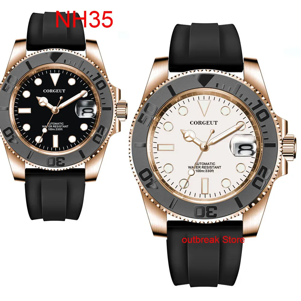 CORGEUT Fashion Japan 24 Jewels NH35 40mm Rose Gold Watch Case Automatic Men's Watch Miyota YM Brushed Ceremic Bezel Rubber Band
CORGEUT Fashion Japan 24 Jewels NH35 40mm Rose Gold Watch Case Automatic Men's Watch Miyota YM Brushed Ceremic Bezel Rubber Band