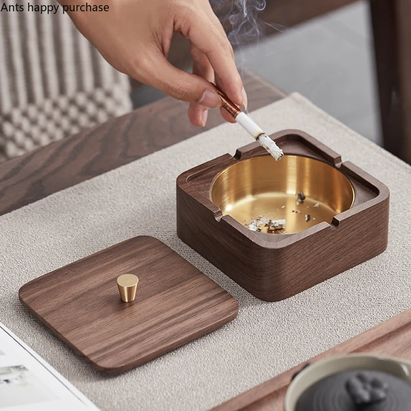 Stainless Steel Solid Wood Ashtray Square Ash Tray Decorative Ashtray with Lid Anti-fly Ash Metal Ashtrays Smoking Accessories
Stainless Steel Solid Wood Ashtray Square Ash Tray Decorative Ashtray with Lid Anti-fly Ash Metal Ashtrays Smoking Accessories