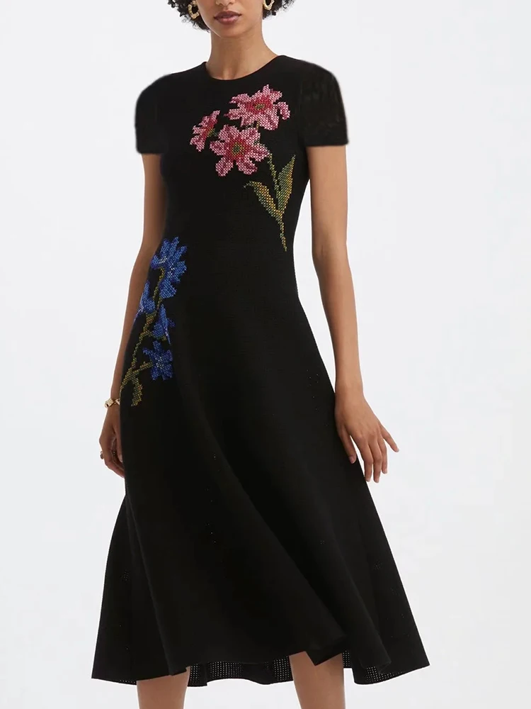 Delocah/высококачественное летнее женское модное дизайнерское платье миди с коротким рукавом, вышивкой и цветочным принтом, вязаные платья Vestidos
Delocah/высококачественное летнее женское модное дизайнерское платье миди с коротким рукавом, вышивкой и цветочным принтом, вязаные платья Vestidos