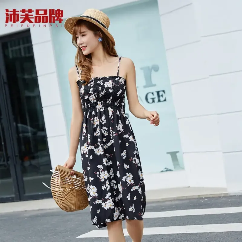 Summer Strapless Bra Floral Printed Dress Strap Medium-Length Beach Woman Dress Vestido De Mujer Femme Robe
Summer Strapless Bra Floral Printed Dress Strap Medium-Length Beach Woman Dress Vestido De Mujer Femme Robe