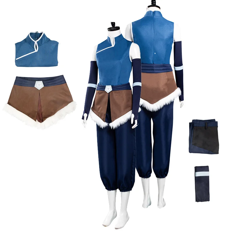 Avatar: The Legend Season 4 Korra Cosplay Women Costume Top Pants Set Outfits Blue Vest Girls Full Cloth Halloween Carnival Suit
Avatar: The Legend Season 4 Korra Cosplay Women Costume Top Pants Set Outfits Blue Vest Girls Full Cloth Halloween Carnival Suit