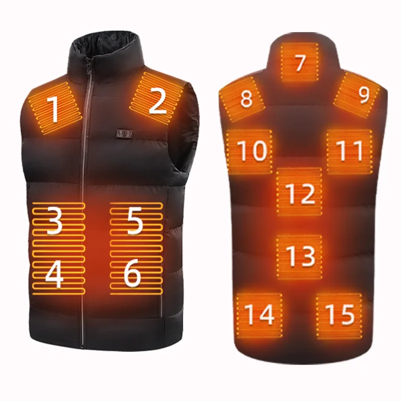 

15 Aera Heated Vest USB Dual Control Electric Heated Vest Winter Smart Heating Vest For Fishing Hiking Warm Jacket Waistcoat