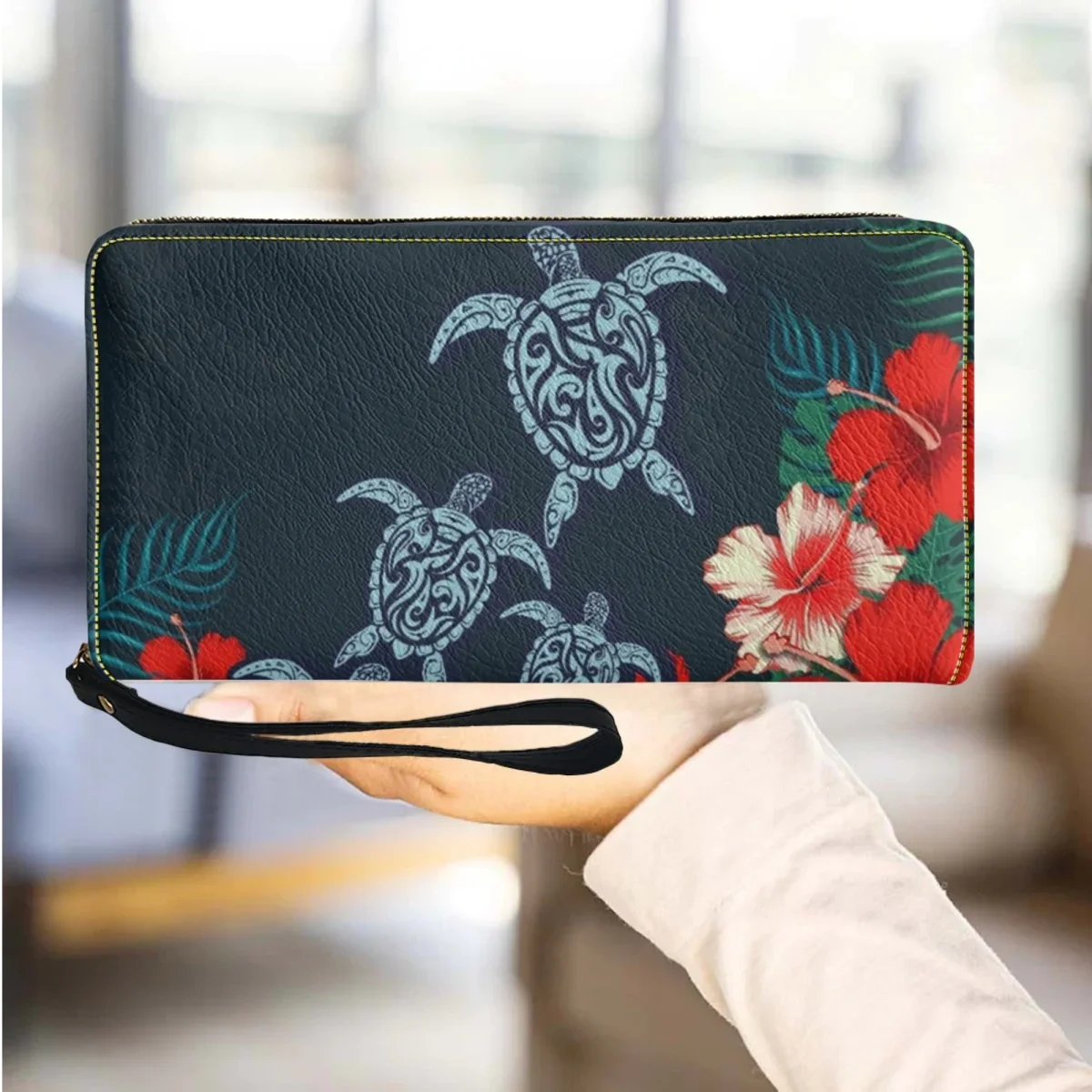 Turtle Hibiscus Flower Printed Coin Purse Polynesian Wristband PU Leather Commuter Business Card Holder Travel Wallet Female
Turtle Hibiscus Flower Printed Coin Purse Polynesian Wristband PU Leather Commuter Business Card Holder Travel Wallet Female