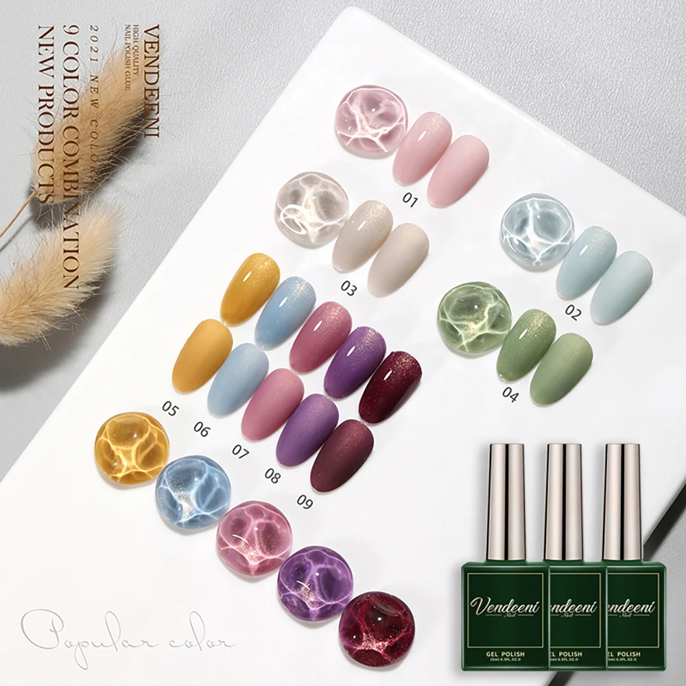 

Гель-лак для ногтей Vendeeni, 9 цветов, блестящая серия, стойкий УФ-светодиод, Soak Off, гель-лак, блестящий гель для дизайна ногтей, 15 мл
