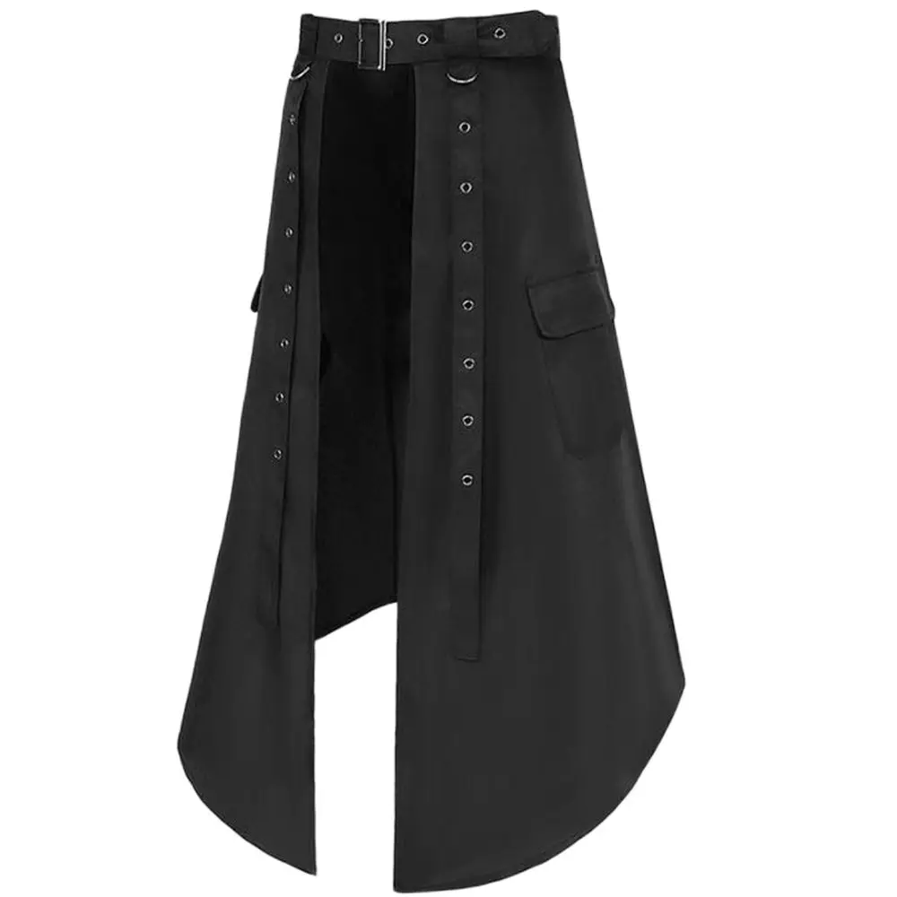 New Gothic Irregular Skirts For Men Black High Waist Pleated Steampunk Rock Double Breasted Long Skirt Halloween Party Costume
New Gothic Irregular Skirts For Men Black High Waist Pleated Steampunk Rock Double Breasted Long Skirt Halloween Party Costume