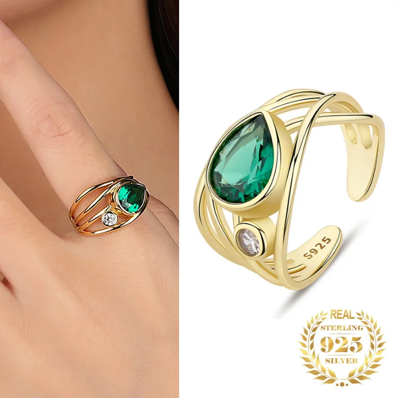 Women Luxury Rings 925 Sterling Silver 18K Gold Plated Teardrop Olive Green Zircon Rings Women Adjustable Fine Jewelry
Women Luxury Rings 925 Sterling Silver 18K Gold Plated Teardrop Olive Green Zircon Rings Women Adjustable Fine Jewelry