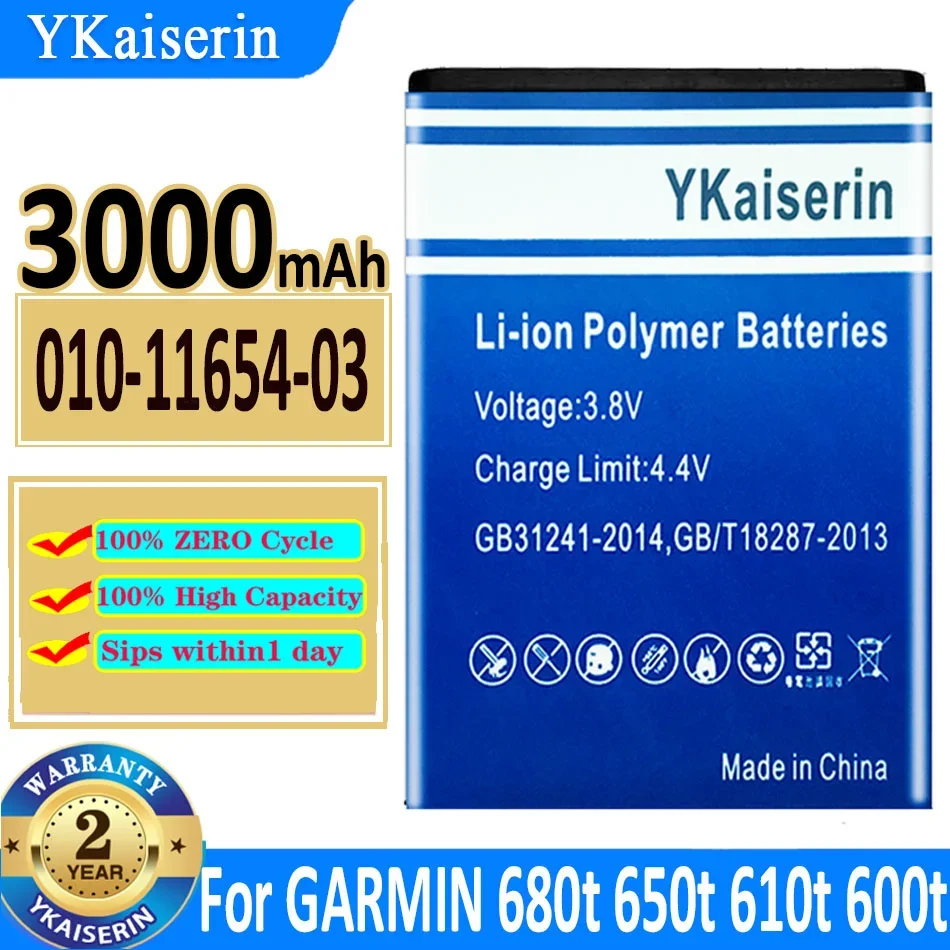 

3000mAh YKaiserin Battery 010-11654-03 For GARMIN Atemos Monterra 680t 650t 610t 600t for Alpha Handheld GPS VIRB