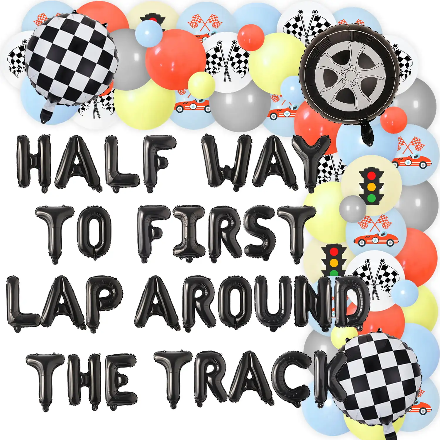 Racing Car Birthday Party Decorations, Half Way to First, Blue, Yellow Balloon Kit for Boy, 6 Months Birthday Supplies
Racing Car Birthday Party Decorations, Half Way to First, Blue, Yellow Balloon Kit for Boy, 6 Months Birthday Supplies