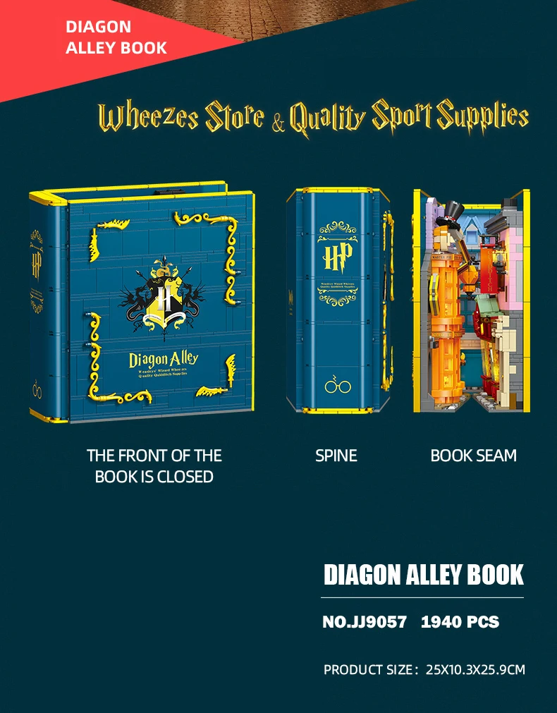 1940PCS Diagon Alley Book Building Blocks Classic Movie Scene Magic Bookstore Model Bricks Desktop Decoration Kids DIY Toys Gift 1940PCS Diagon Alley Book Building Blocks Classic Movie Scene Magic Bookstore Model Bricks Desktop Decoration Kids DIY Toys Gift