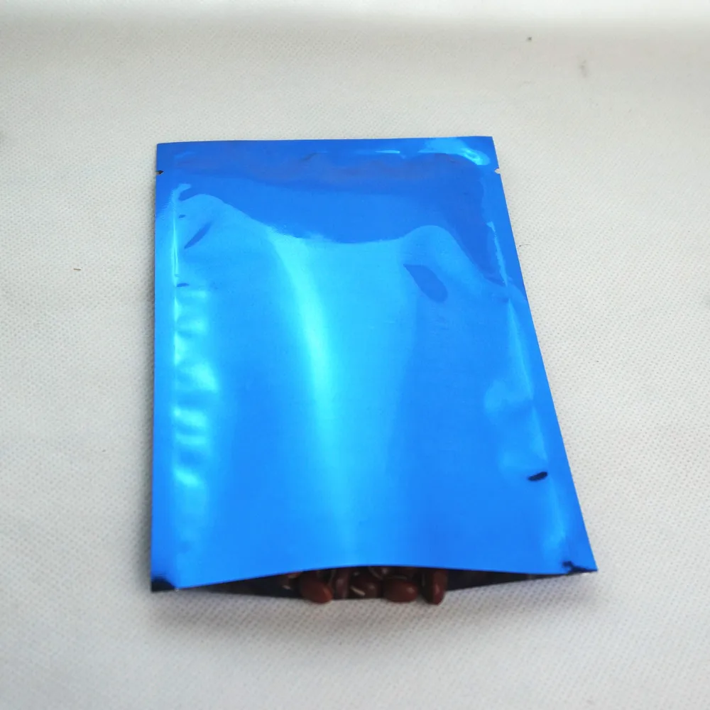 

9x13cm Plain Pocket 200pcs Top Open Blue Plating Aluminum Foil Bags, Heat Sealable Aluminized Plastic Food Pouch Powder Pack-bag
