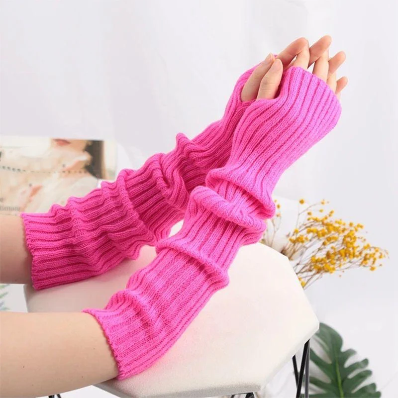 Winter Striped Knitted Long Finger Sleeve For Women Bright Color Arm Warmers Long Sleeve Punk Long Fingerless Gloves Mittens
Winter Striped Knitted Long Finger Sleeve For Women Bright Color Arm Warmers Long Sleeve Punk Long Fingerless Gloves Mittens
