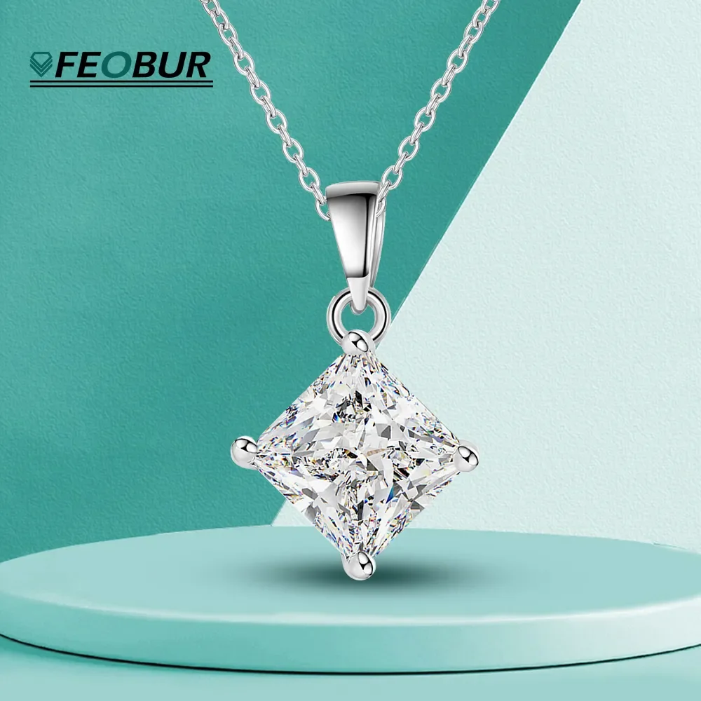 D Color Radiant Princess Cut Moissanite Necklace for Women 925 Sterling Silver Square Diamond Pendant Necklaces with Certificate
D Color Radiant Princess Cut Moissanite Necklace for Women 925 Sterling Silver Square Diamond Pendant Necklaces with Certificate