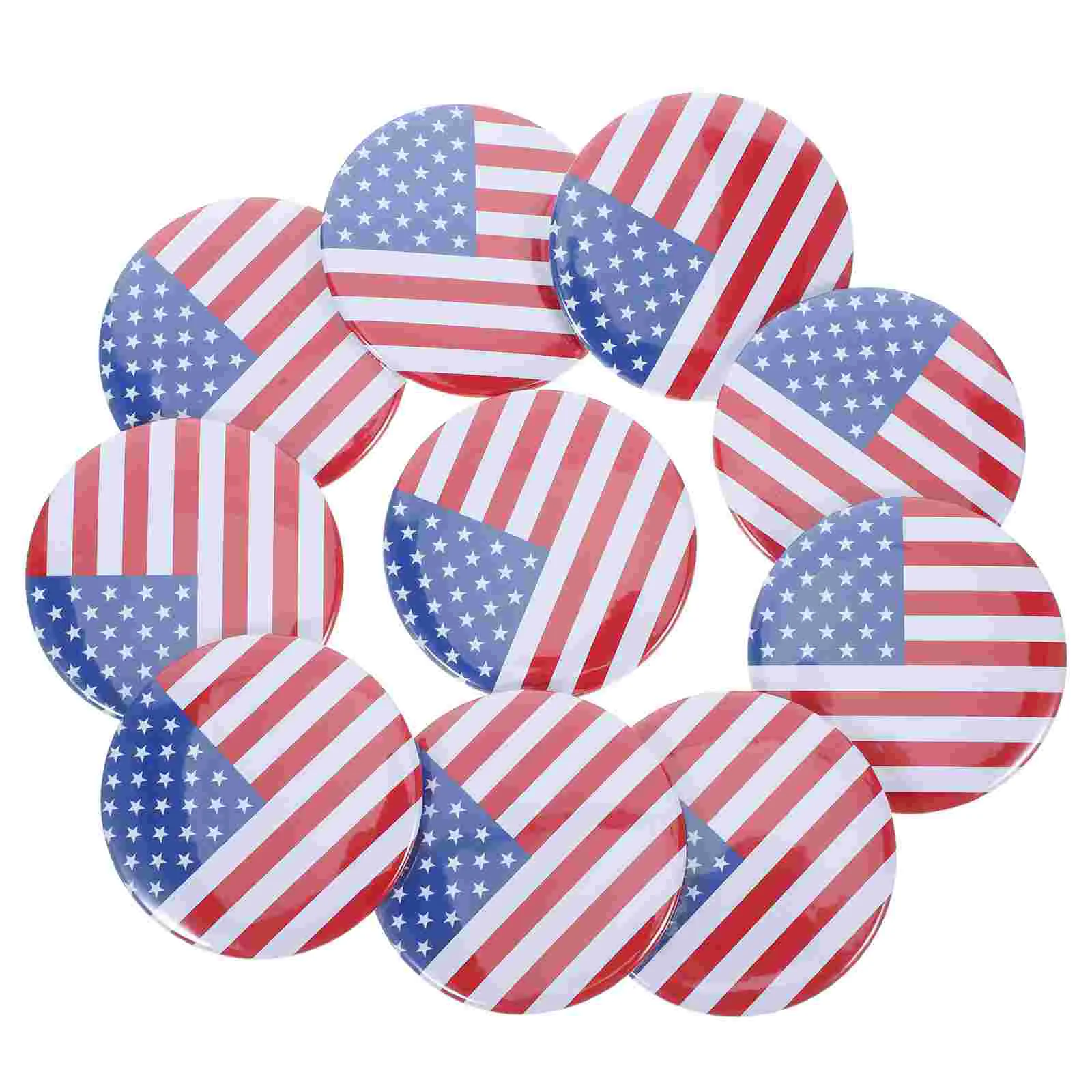 

10 Pcs Flag Badge Tinplate USA Pin Decorate Metal Patriotic Lapel Independence Day