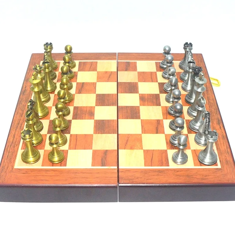 

Luxury Gift Design Chess Board Wood Metal Table Large Pieces Chess Game Set Adult Accessories Juego De Mesa Family Games DL60XQ