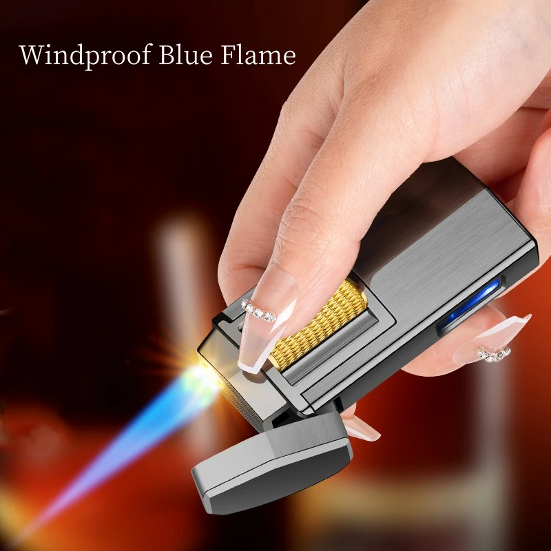 New Metal Rotary induction Electrical Integration Lighter Blue Flame Lighter Visual Gas Compartment Direct Charging Lighter
New Metal Rotary induction Electrical Integration Lighter Blue Flame Lighter Visual Gas Compartment Direct Charging Lighter