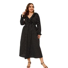 Plus Size Dress Europe and America Fashion V Neck Dot Summer Casual Long One-piece Dress Large Size Women's Clothing Chubby 2022
Plus Size Dress Europe and America Fashion V Neck Dot Summer Casual Long One-piece Dress Large Size Women's Clothing Chubby 2022