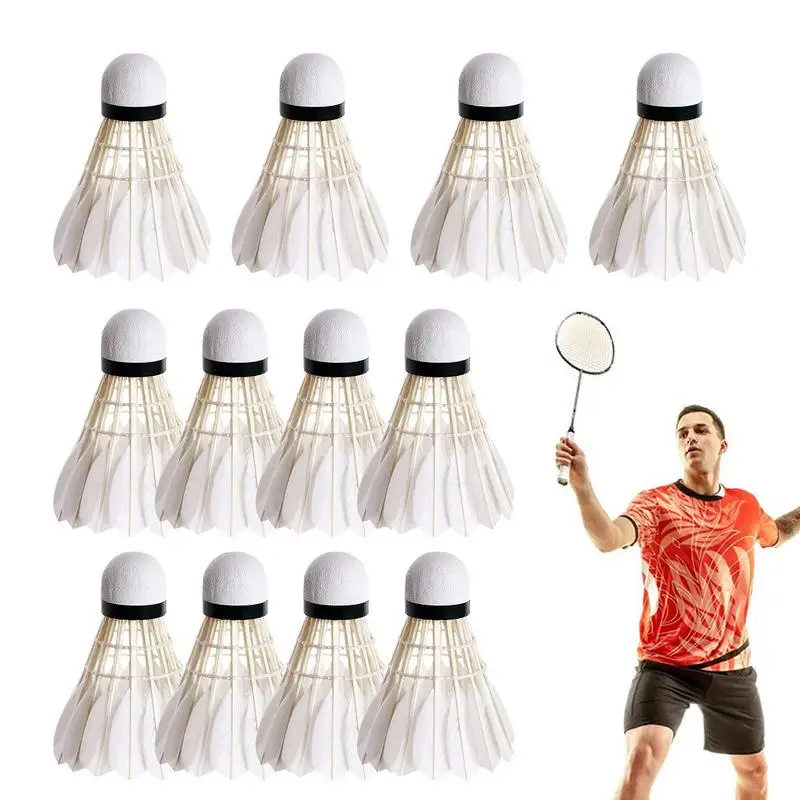 

Feather Badminton Balls Duck Feather Hard Head Shuttle Balls High Elastic Stable Waterproof Badminton Shuttlecocks For Beach