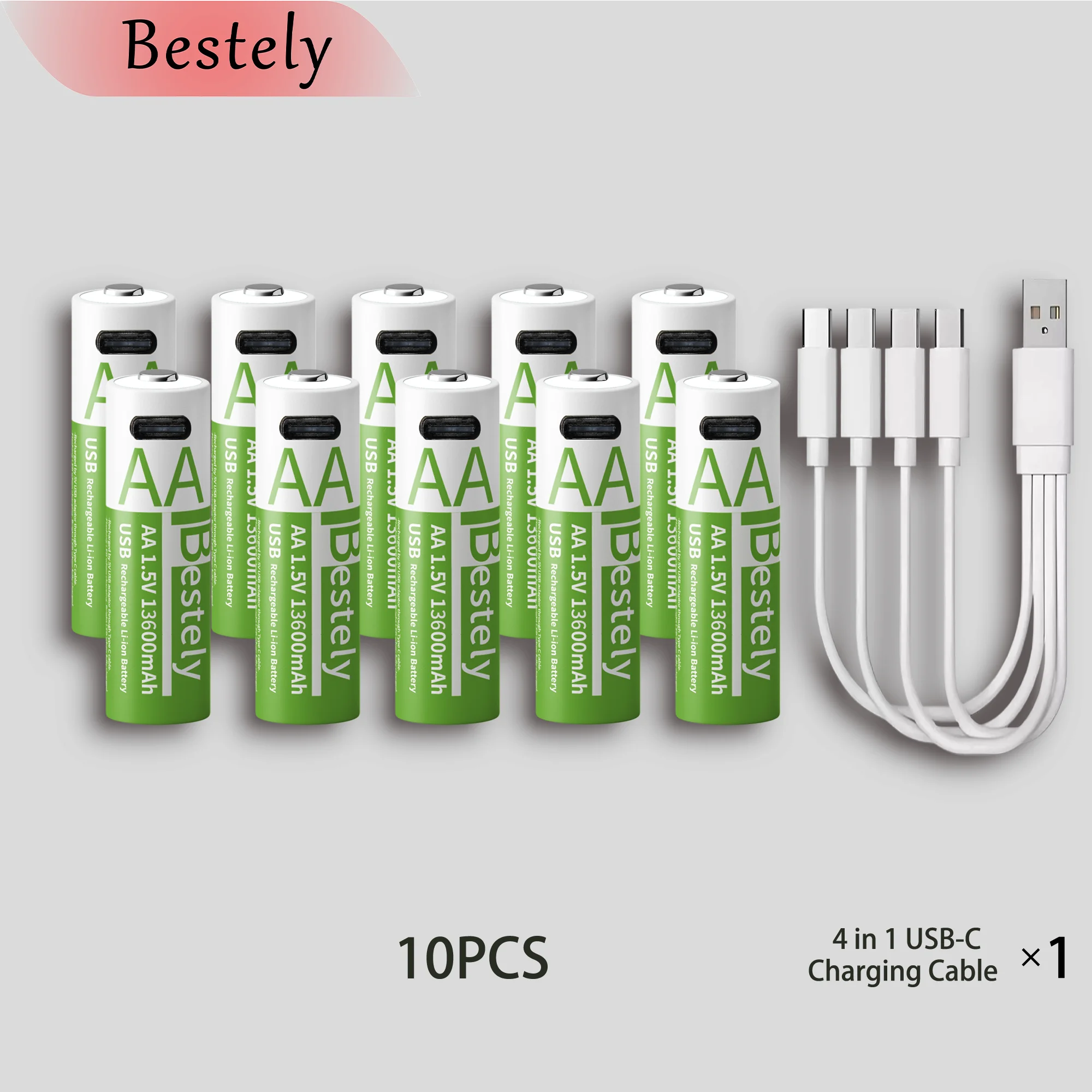 Bestely 1.5V 13600mAh USB AA Lithium ion Rechargeable Battery, Fast Charging Li-ion Akku , 2000 Cycle with USB- C Port Cables Bestely 1.5V 13600mAh USB AA Lithium ion Rechargeable Battery, Fast Charging Li-ion Akku , 2000 Cycle with USB- C Port Cables