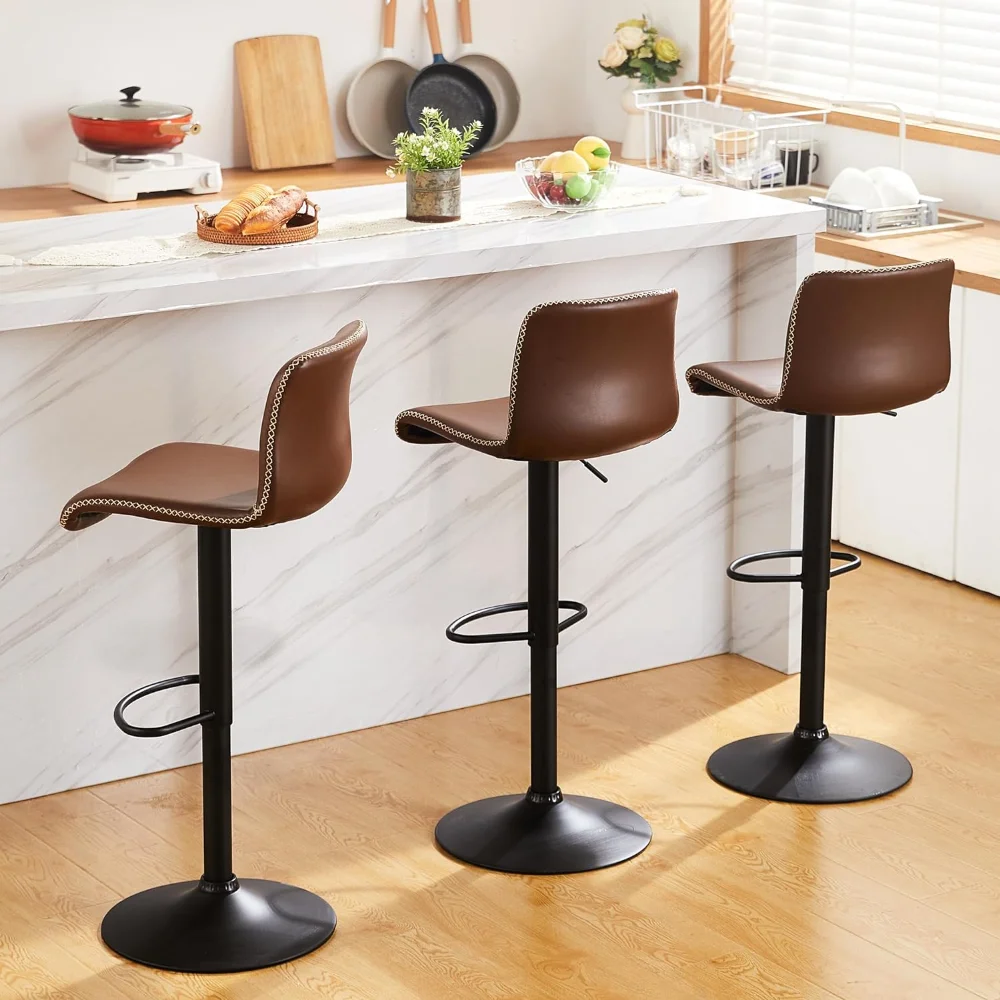 

HeuGah Swivel Bar Stools Set of 3, Counter Height Bar Stools with Back, Adjustable Bar Stools 24" to 32"