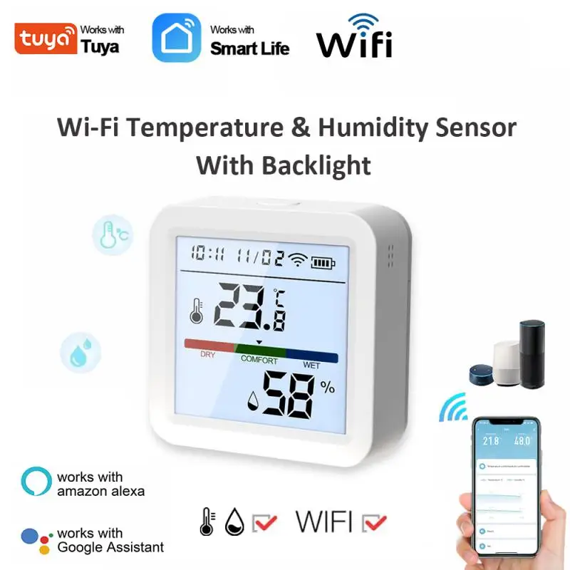 

1~10PCS Intelligence Hygrometer Backlight Support Temperature Sensor Voice Support Shared Features Smart Home