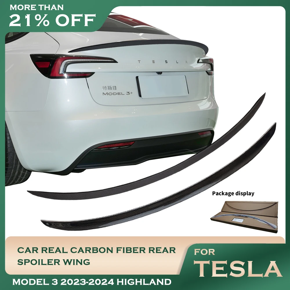 

Rear Trunk Spoiler For Tesla New Model 3 Highland 2024 Tail Wing Bright Matte Real Carbon Fiber Original Car Accessories