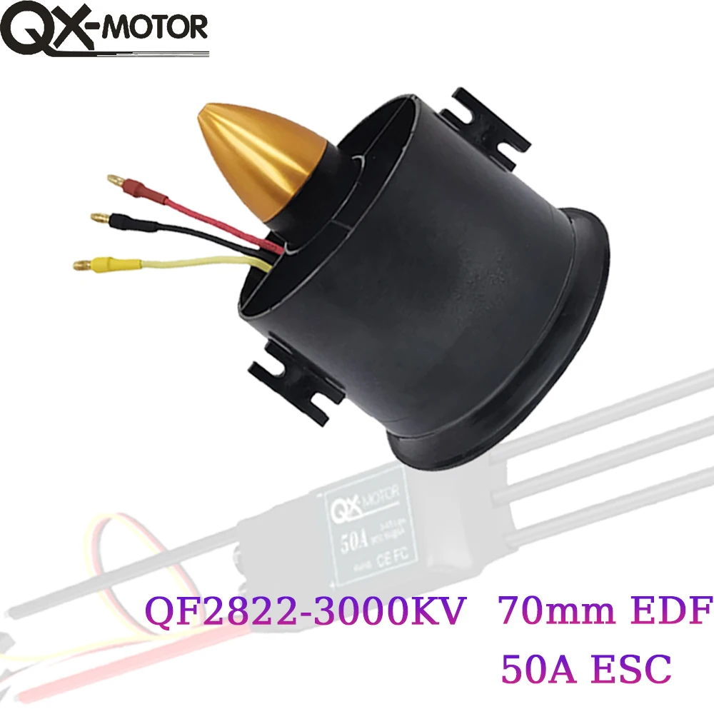 

6 Blades Ducted Fan 70mm EDF QF2822-3000KV Brushless Motor With 50a ESC For Remote Control Toy Accessories