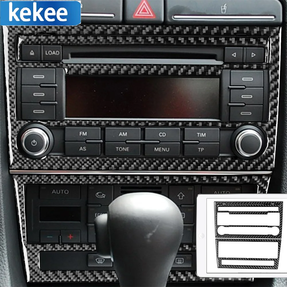 

For Audi A4 S4 B7 2005-2008 Carbon Fiber Center Console Air Conditioning Radio Panel Decoration Sticker Car Interior Accessories
