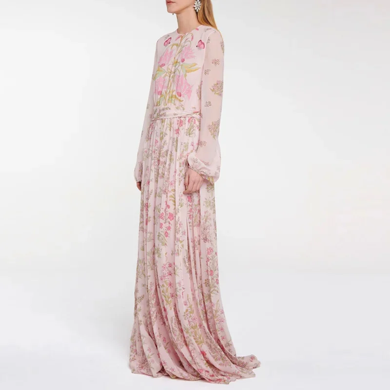 Dress Runway 2023 Designer Women Summer Elegant Vintage O-neck Long Sleeve Floral Printed Long Dresses Chiffon
Dress Runway 2023 Designer Women Summer Elegant Vintage O-neck Long Sleeve Floral Printed Long Dresses Chiffon