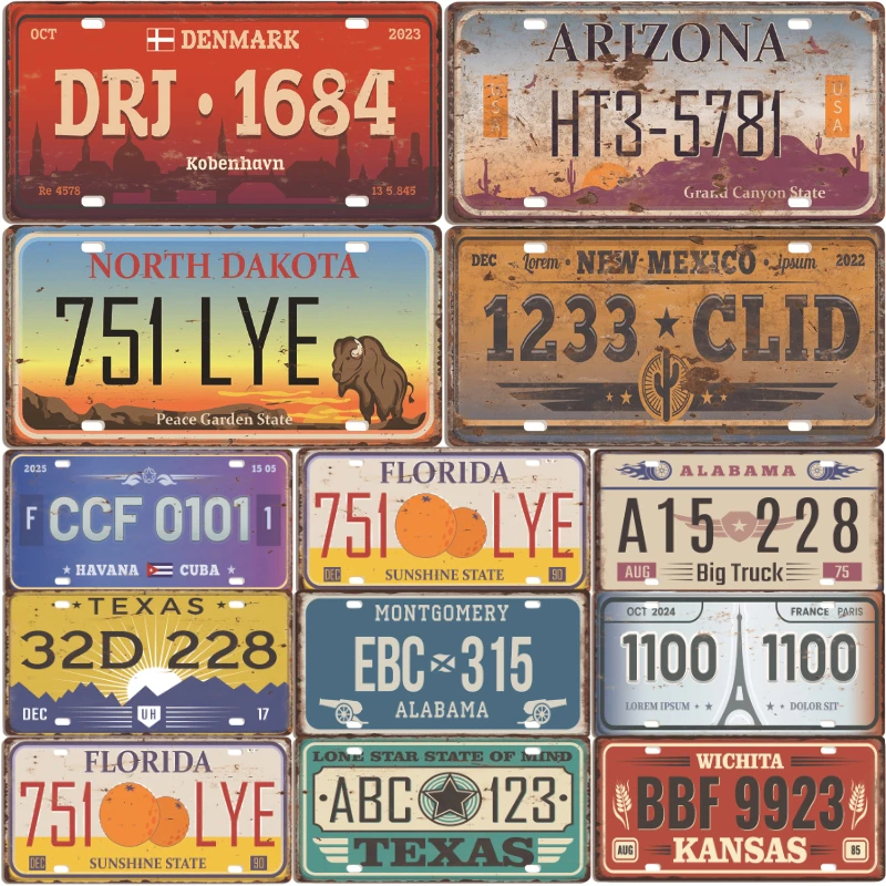 Retro Car Metal License Plate USA License Plate Novelty Decoration Auto License Plate Sign Front Cover Bar Pub Garage Wall Decor
Retro Car Metal License Plate USA License Plate Novelty Decoration Auto License Plate Sign Front Cover Bar Pub Garage Wall Decor