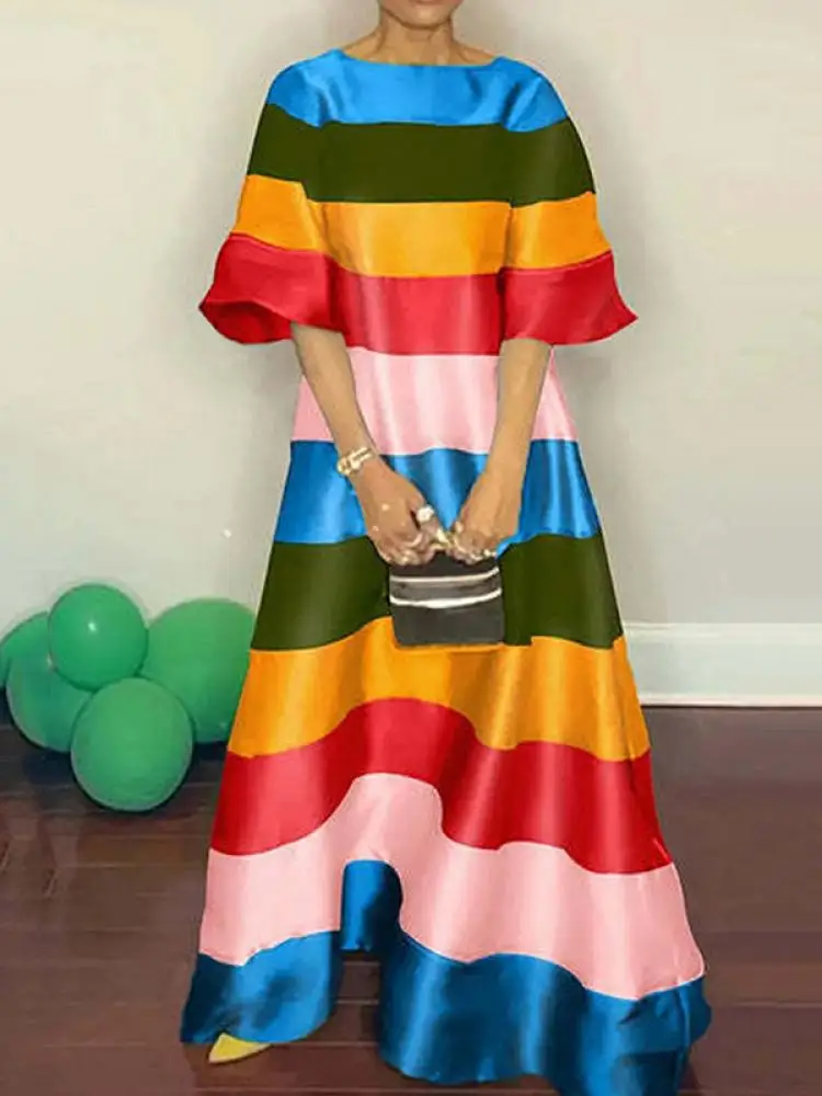 Freeacy Contrast Color Striped Floor Length Dress for Women 2024 Summer New Backless Half Sleeves Pleated Evening Party Dress
Freeacy Contrast Color Striped Floor Length Dress for Women 2024 Summer New Backless Half Sleeves Pleated Evening Party Dress