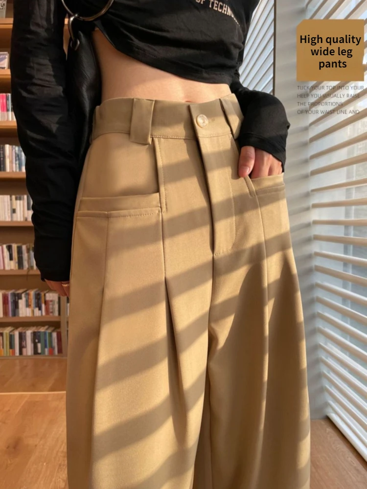 Women's Pants High-waist Fashion Casual LOOSE Straight Trousers Ladies Full Length Vintage Solid Color Wide-leg Pants for Women
Women's Pants High-waist Fashion Casual LOOSE Straight Trousers Ladies Full Length Vintage Solid Color Wide-leg Pants for Women