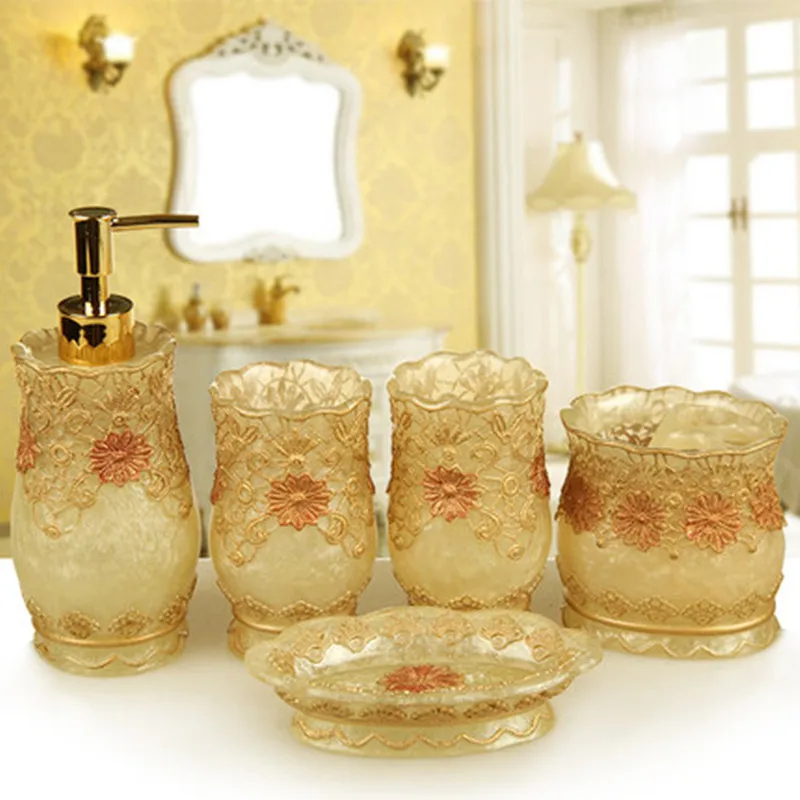Rose Pattern Ceramic Bathroom Five-piece Suit Bathroom Accessories Set European Wedding Gift Garden Bathroom Supplies Kit
Rose Pattern Ceramic Bathroom Five-piece Suit Bathroom Accessories Set European Wedding Gift Garden Bathroom Supplies Kit