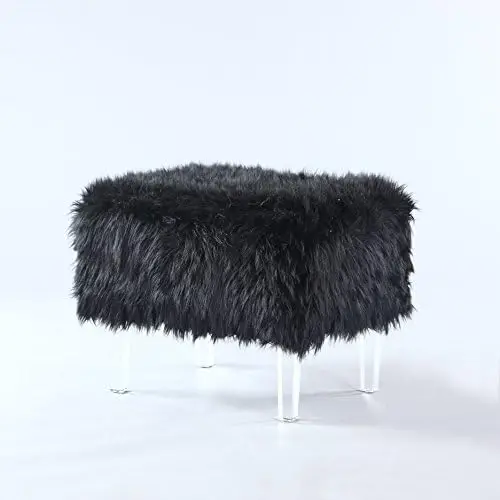 Современный акриловый пуфик из искусственного меха, розовый 
Современный акриловый пуфик из искусственного меха, розовый
