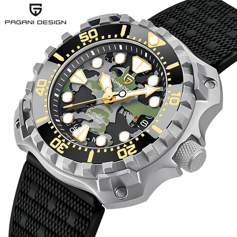 

PAGANI DESIGN Titanium Military Men's Mechanical Watch Camouflage Hollow Dial NH35 Sapphire 200m Waterproof Automatic Clock