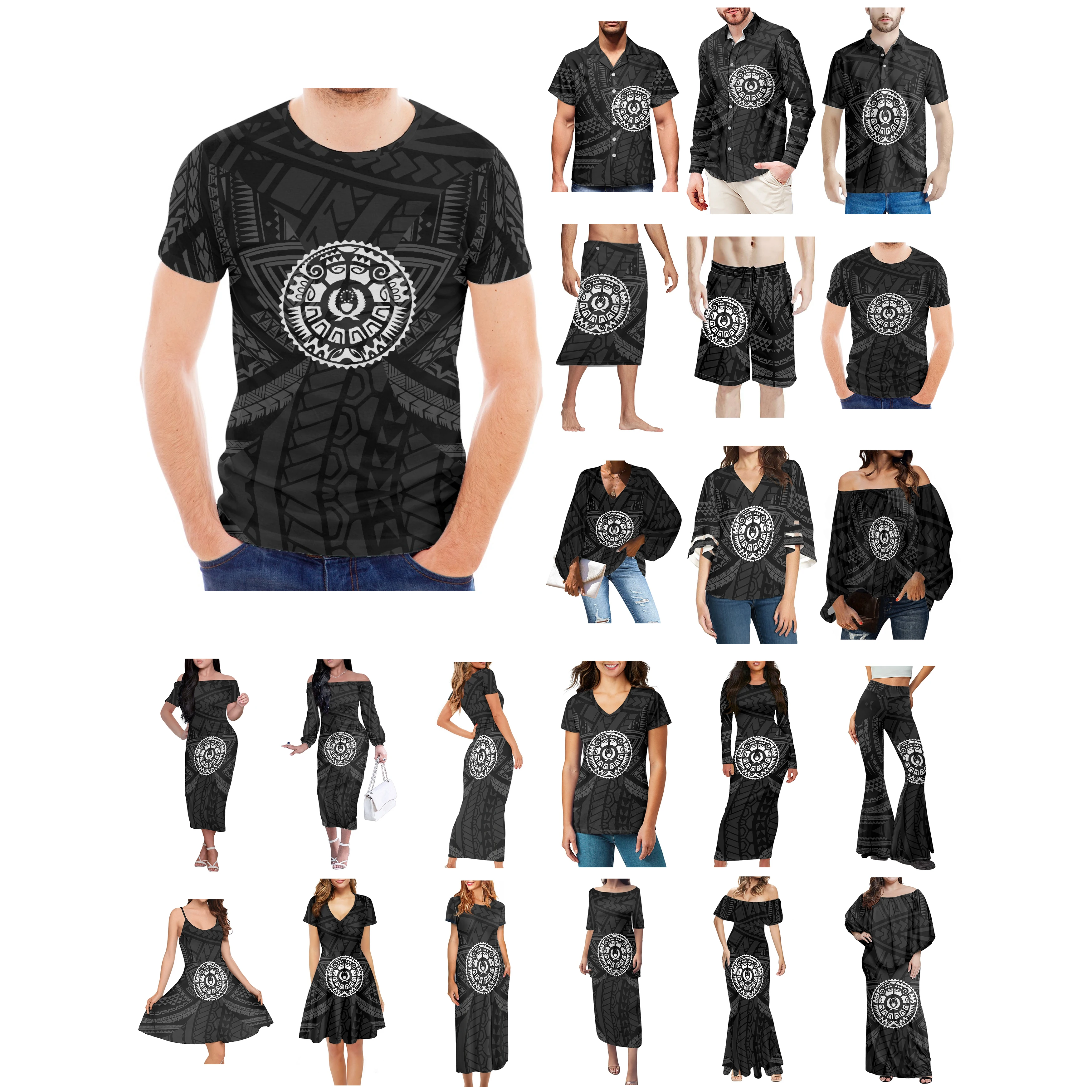 Polynesian Pohnpei Tattoo Prints Clothes Women Dress Matching Men Shirt High Quality Casual Breathable Black Lovers Clothes Wear
Polynesian Pohnpei Tattoo Prints Clothes Women Dress Matching Men Shirt High Quality Casual Breathable Black Lovers Clothes Wear