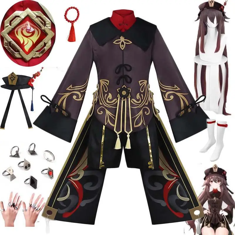 Anime Genshin Impact Hu Tao Cosplay Costume Uniform Hu Tao Dress Hat Socks Wig Finger Rings Hutao Outfits for Comic con
Anime Genshin Impact Hu Tao Cosplay Costume Uniform Hu Tao Dress Hat Socks Wig Finger Rings Hutao Outfits for Comic con